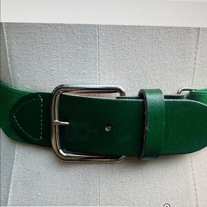 Baseball Softball Belt Green Belt with Silver Buckle